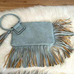 Blue/gray beautiful , wristlet with tassels!